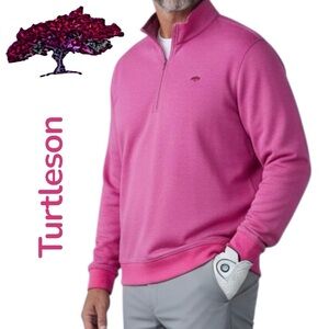 Turtleson Pullover 2XL 3/4 Zip Dusty Pink Long Mock Neck Embroidery Oat Tree